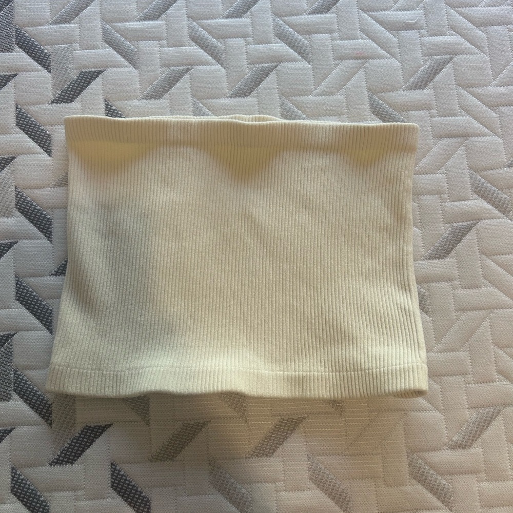 Free People Cream Ribbed Crop Top